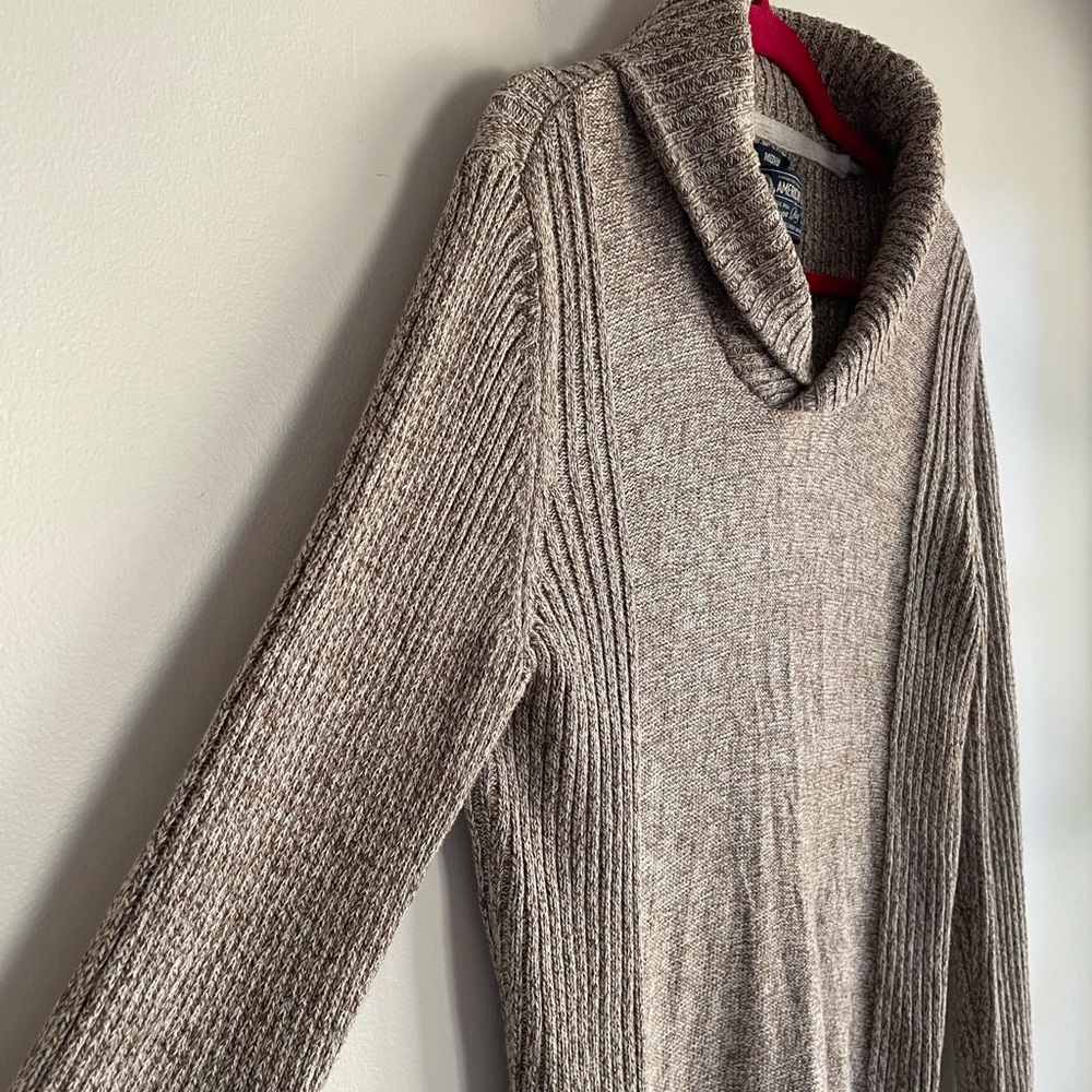 American Rag Women's 100% Cotton Brown Tweed Shawl Collar Knit Sweater Size M - Picture 2 of 4